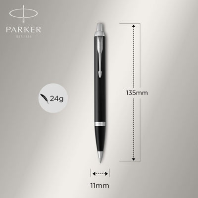 Parker IM Black Chrome Trim Ballpoint & Rollerball Pen Set