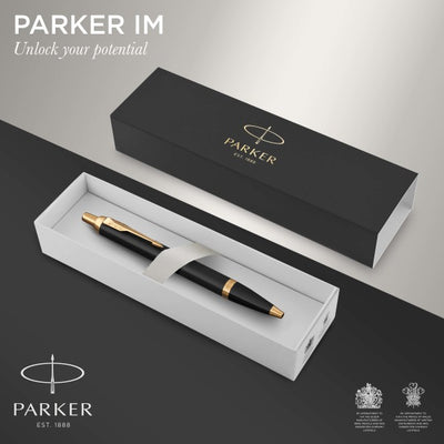 Parker IM Black Gold Finish Trim Ballpoint Pen