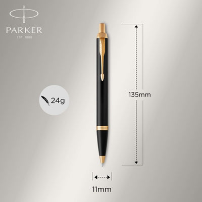 Parker IM Black Gold Finish Trim Ballpoint & Fountain Pen Set