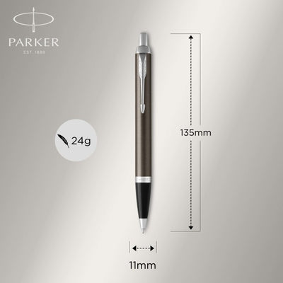 Parker IM Dark Espresso Chrome Trim Ballpoint & Fountain Pen Set