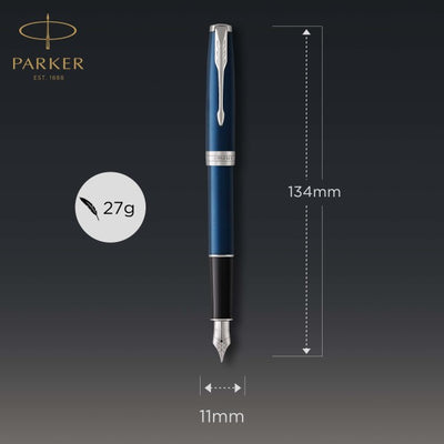 Parker Sonnet Blue Lacquer and Chrome Trim Fountain & Ballpoint Pen Set