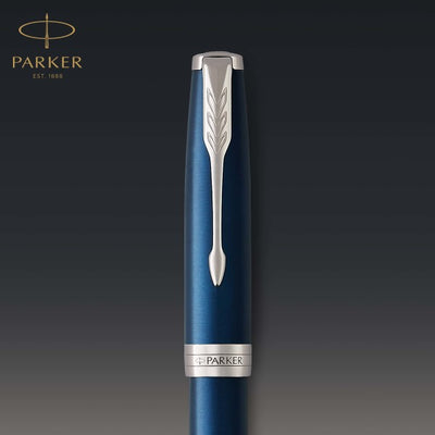 Parker Sonnet Blue Lacquer and Chrome Trim Fountain Pen