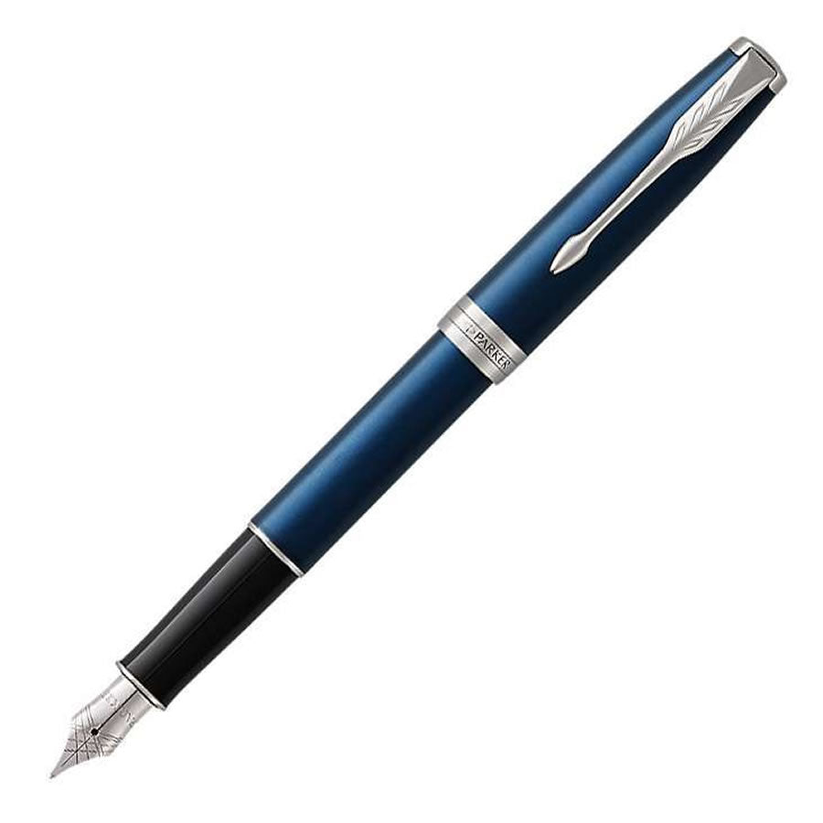 Parker Sonnet Blue Lacquer and Chrome Trim Fountain Ballpoint