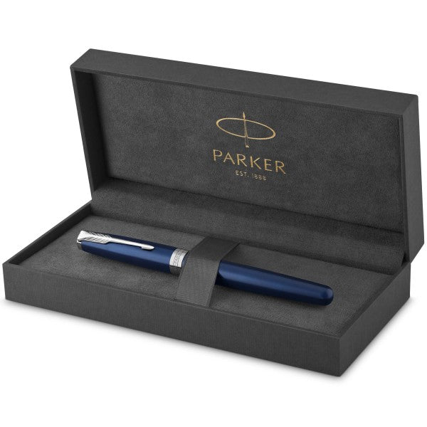 Parker Sonnet Blue Lacquer and Chrome Trim Fountain & Ballpoint
