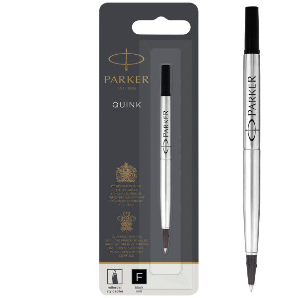 Single Parker Fine Quink Rollerball Pen Refill - Black
