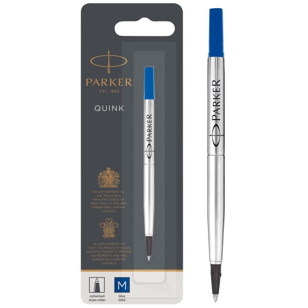 Single Parker Medium Quink Rollerball Pen Refill - Blue