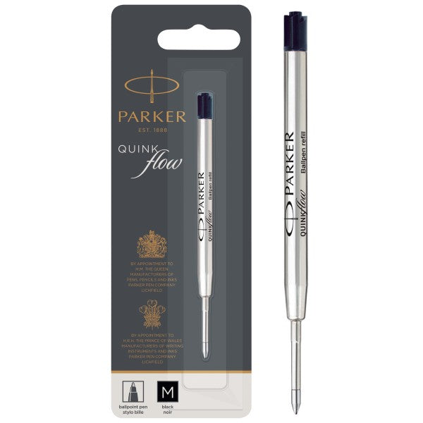 Single Parker Medium Quinkflow Ballpoint Pen Refill - Black
