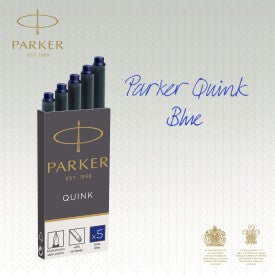 Pack of 5 Parker Quink Ink Cartridges  - Blue