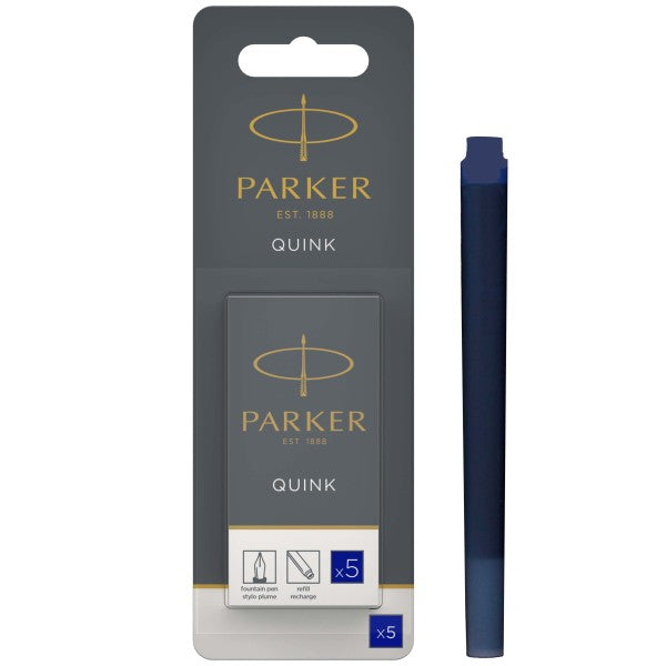 Pack of 5 Parker Quink Ink Cartridges  - Blue