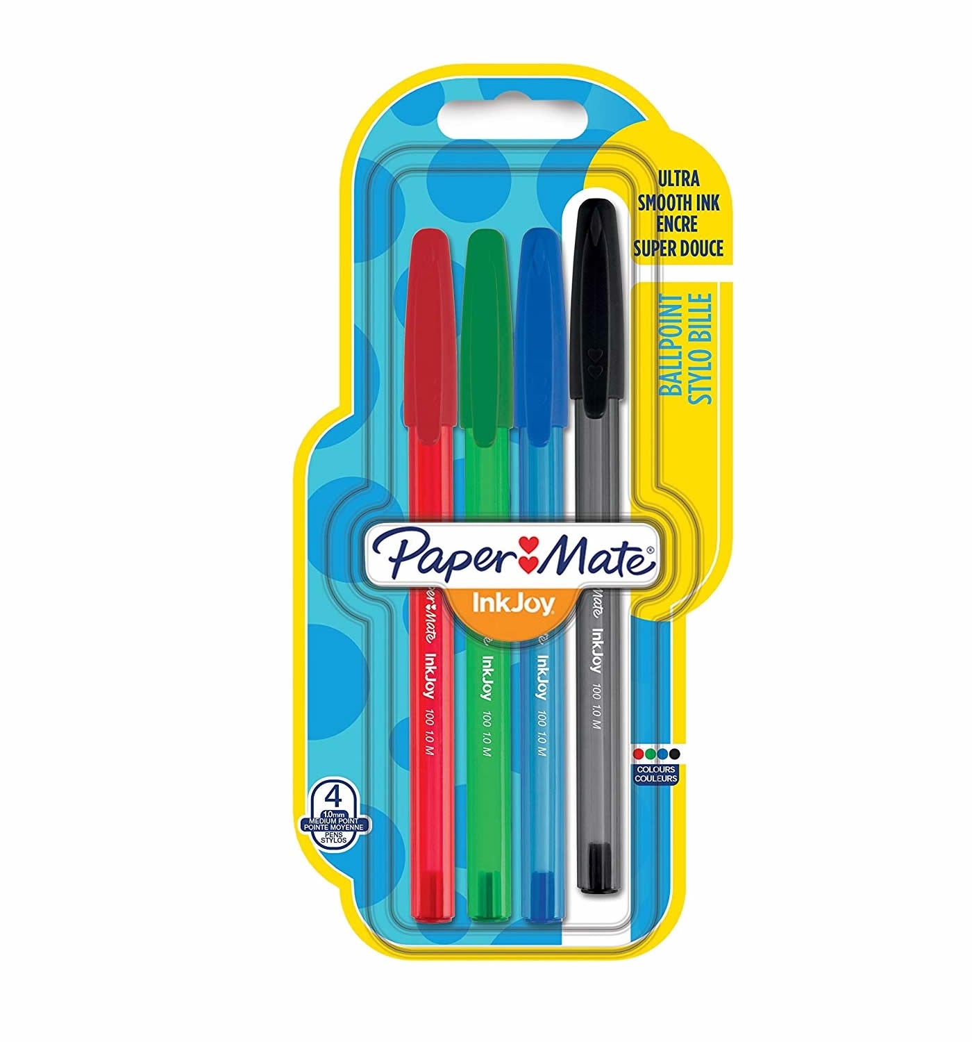 Paper Mate InkJoy 100 CAP Capped Ballpoint Pen Medium Assorted Standard Colours - Pack of 4