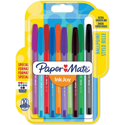 Paper Mate InkJoy 100 CAP Capped Ballpoint Pen Medium Assorted Fun Colours - Pack of 10