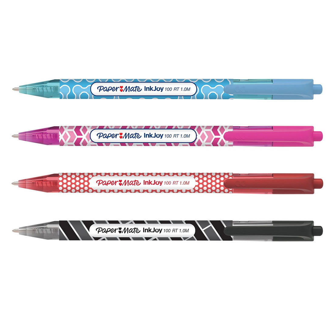 Paper Mate Inkjoy 100RT Wrap Retractable Ballpoint Pen Medium Assorted Colours - Pack of 4