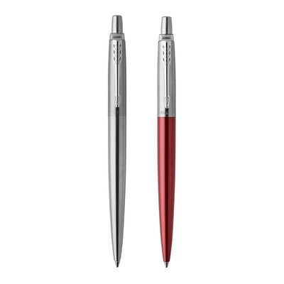 Parker Jotter London Chrome Ballpoint and Kensington Red Gel Pen Set