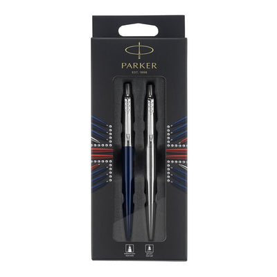 Parker Jotter London Royal Blue Ballpoint and Chrome Gel Pen Set