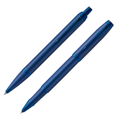 Parker IM Blue Monochrome Ballpoint & Rollerball Pen Set