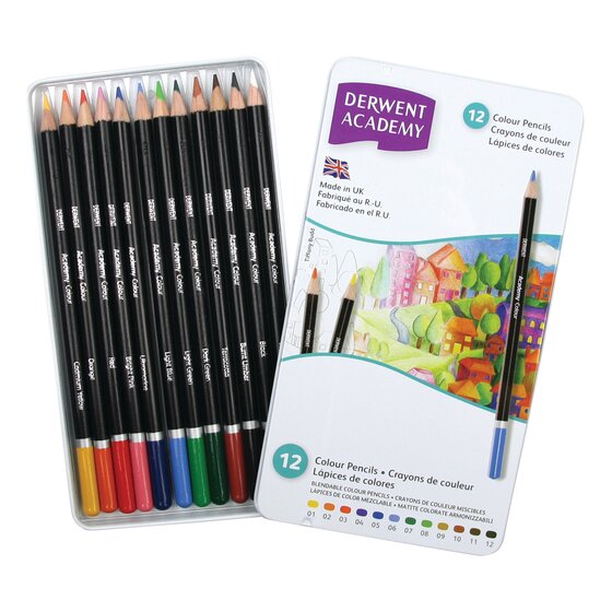 Derwent Academy Colouring Pencils - 12 Tin