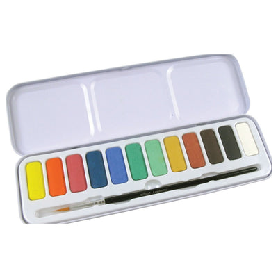 Derwent Academy Watercolour Pan Set, Paint Brush and Mixing Palete