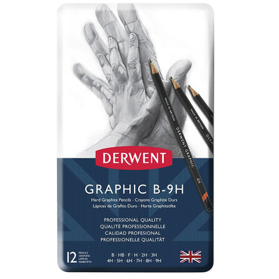 Derwent Graphic Hard Pencil - Set of 12 with Tin