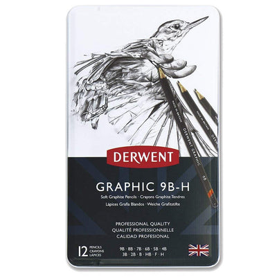 Derwent Graphic Soft Pencil - Set of 12 with Tin