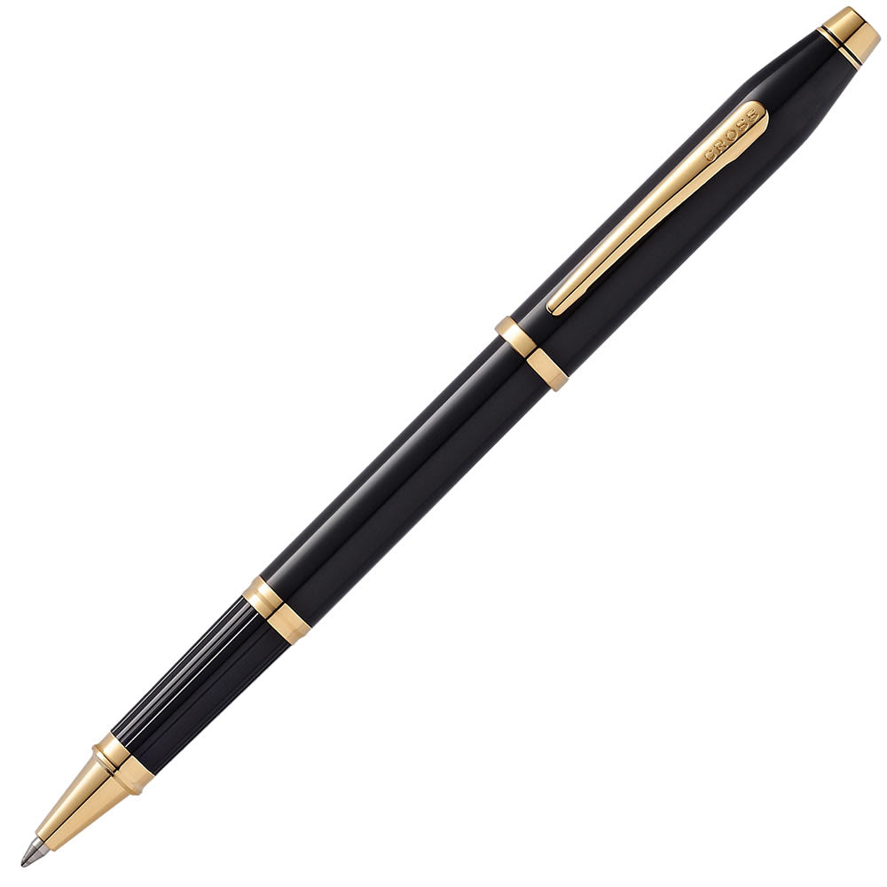 Cross Century II Black Lacquer & 23ct Gold Rollerball Pen
