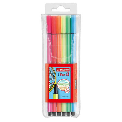 STABILO Pen 68 - Set of 6 Neon Felt Tips