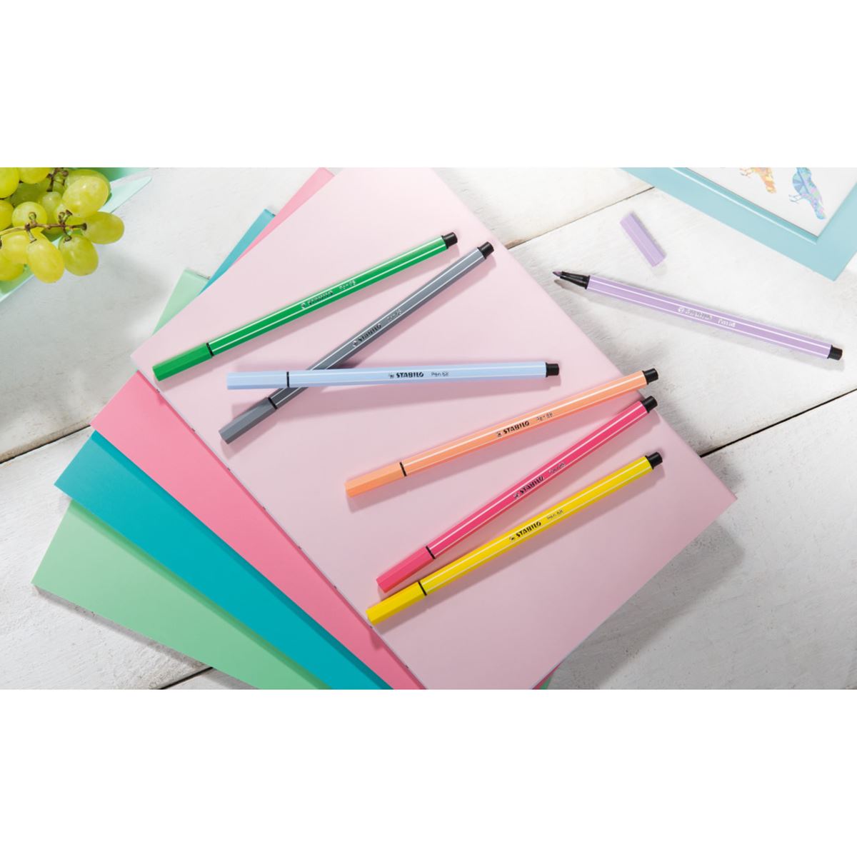STABILO Pen 68 - Set of 8 Pastel Felt Tips