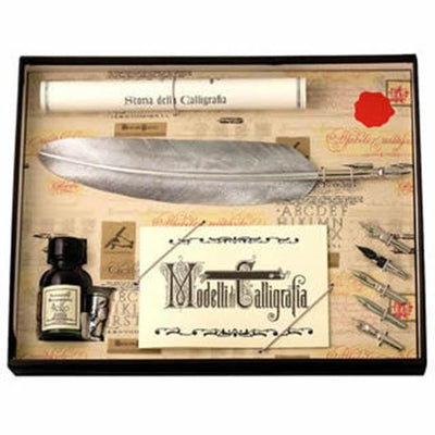 Silver Feather Quill & 5 Nib Set