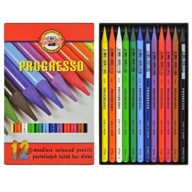 Koh-I-Noor Progresso Woodless Coloured Pencils 8756 - Pack of 12