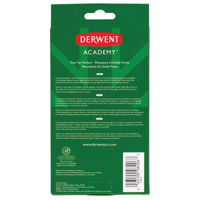 Derwent Academy Twin-Tip Markers Fine and Brush - Set of 8