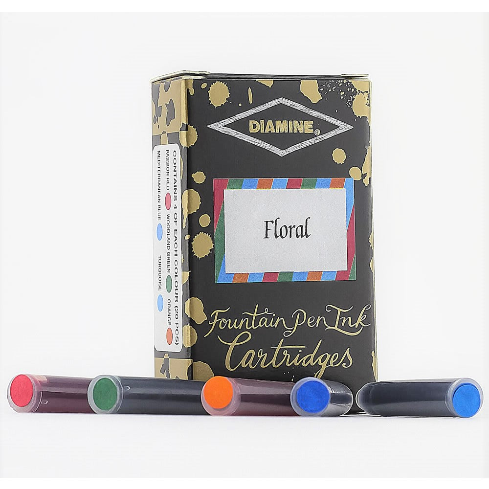 Diamine Pack of 20 Assorted Ink Cartridges - Floral | Executive Pens Direct