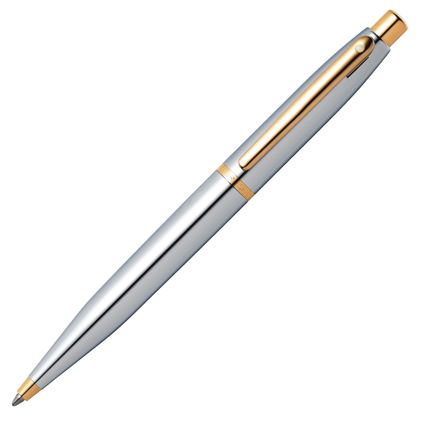 Sheaffer VFM Ballpoint Pen - Polished Chrome Gold Trim