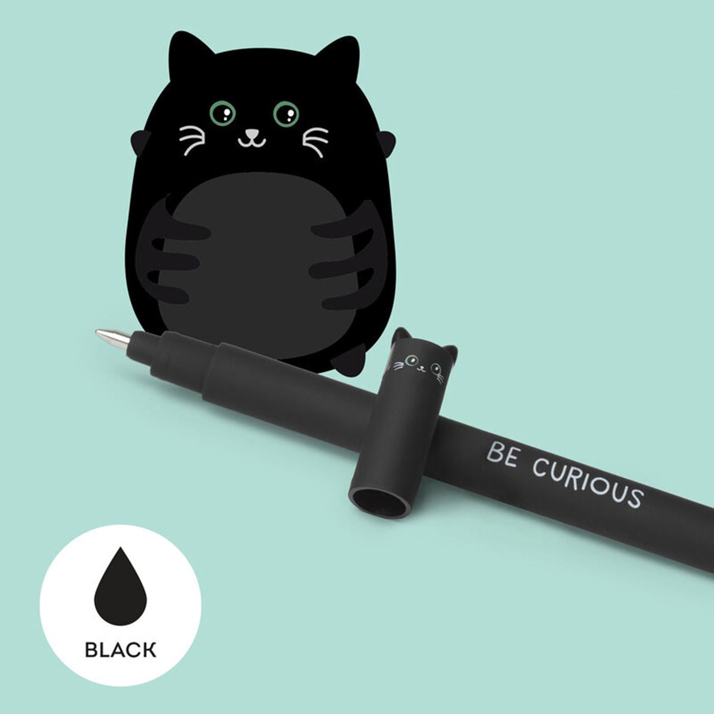 Legami Black Erasable Gel Pen - Cat
