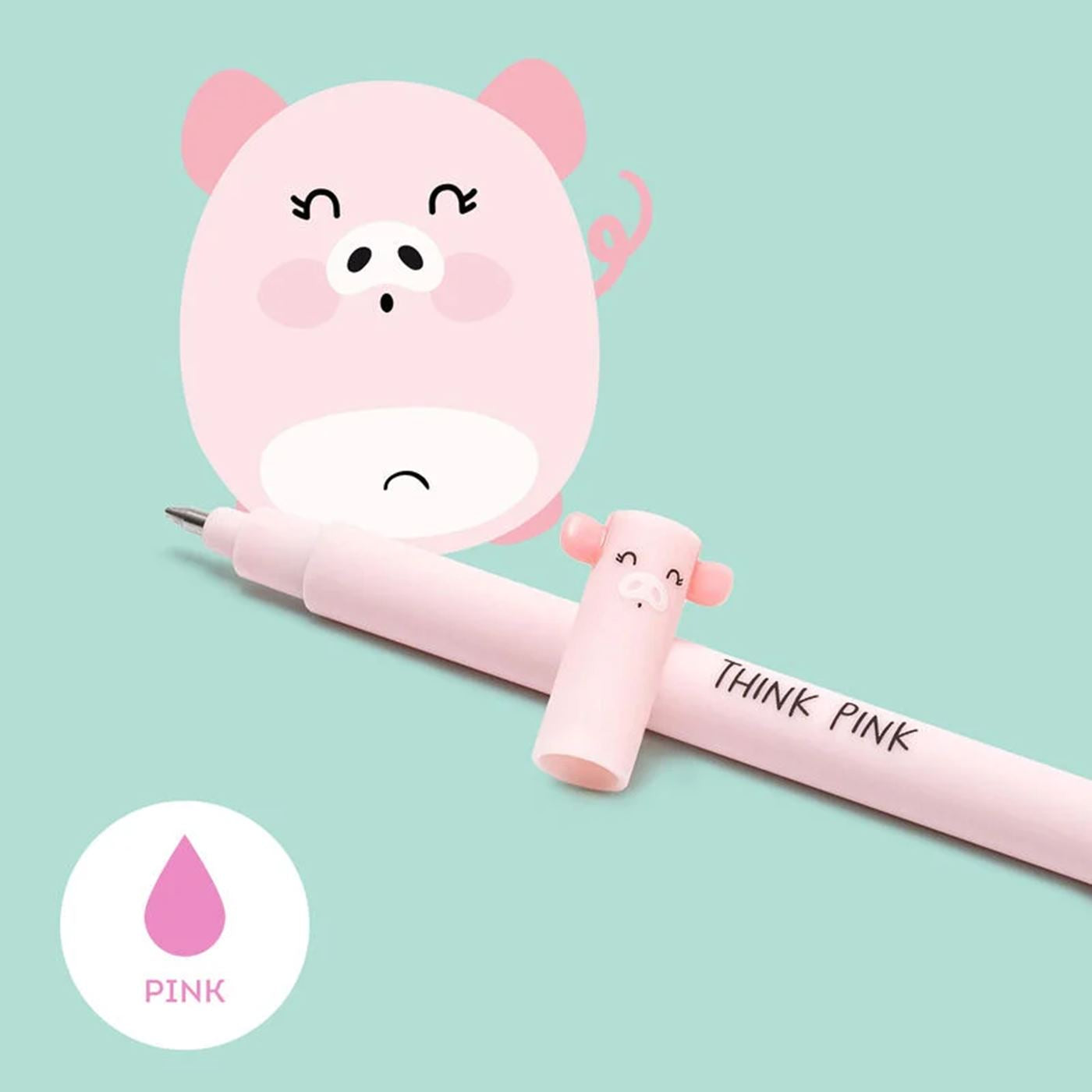 Legami Pink Erasable Gel Pen - Piggy