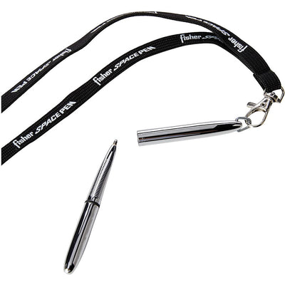 Fisher Space Bullet - Chrome with D Ring and Black Fisher Lanyard Neck Chain Pen