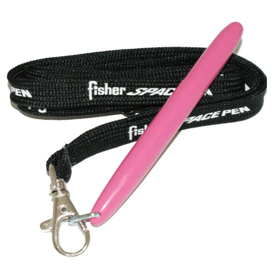 Fisher Space Bullet - Pink with D Ring and Black Fisher Lanyard Neck Chain Pen