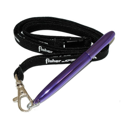 Fisher Space Bullet - Purple Passion with D Ring and Black Fisher Lanyard Neck Chain Pen