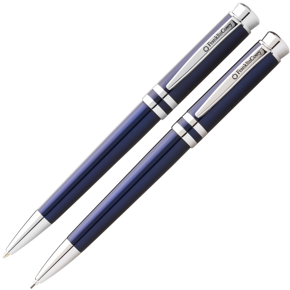 Franklin Covey by Cross - Freemont Blue Lacquer Ballpoint Pen & Pencil Set