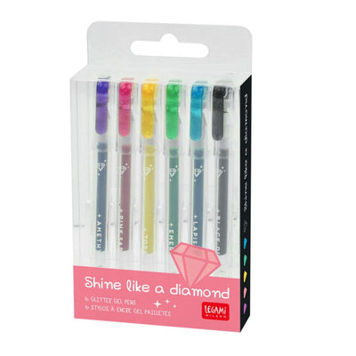 Legami Shine Like A Diamond Mini Glitter Gel Pens - Set of 6