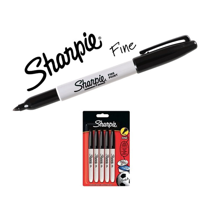Sharpie Fine Permanent Black Marker Pen x 5