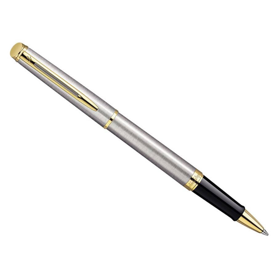 Waterman Hemisphere Stainless Steel Gold Trim Rollerball Pen