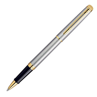 Waterman Hemisphere Stainless Steel Gold Trim Rollerball Pen