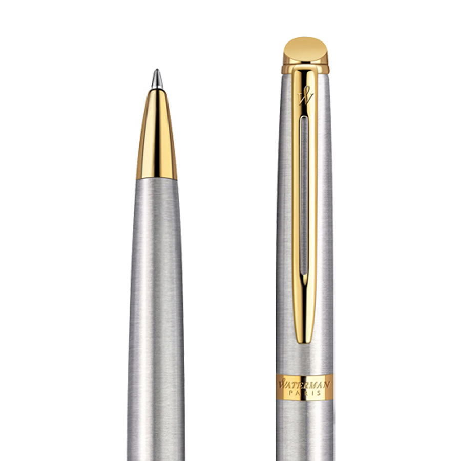 Waterman Hemisphere Ballpoint Pen - Stainless Steel Gold Trim