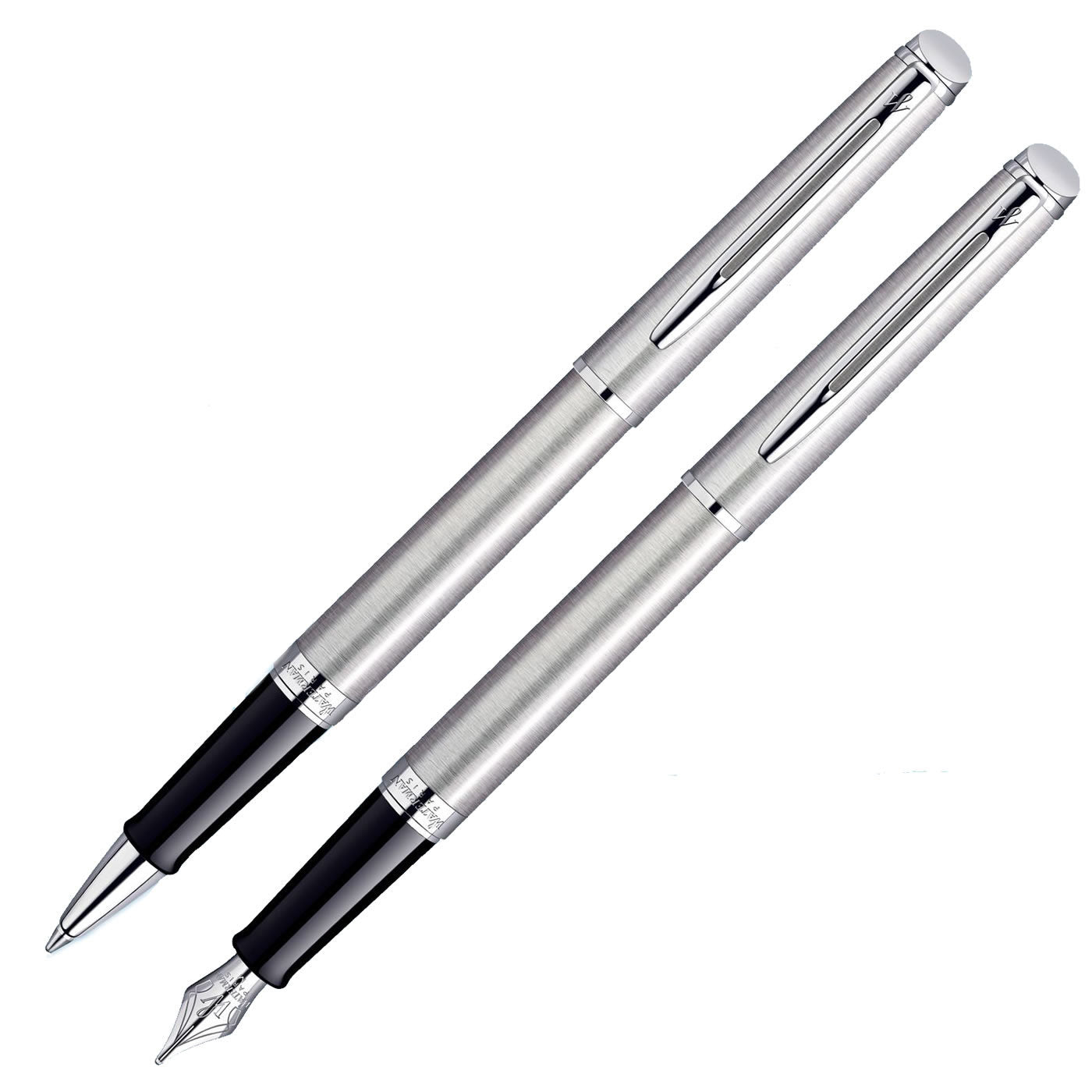 Waterman Hemisphere Stainless Steel Chrome Trim Rollerball & Fountain