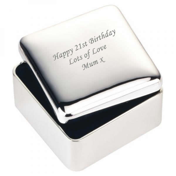 Square Silver Plated Jewellery Trinket Box