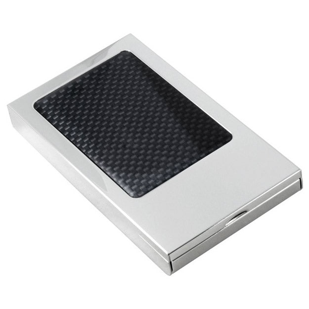 Silver Plated Carbon Fibre Business Card Holder