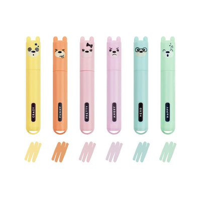 Legami Teddy's Style - Set of 6 Mini Pastel Highlighters