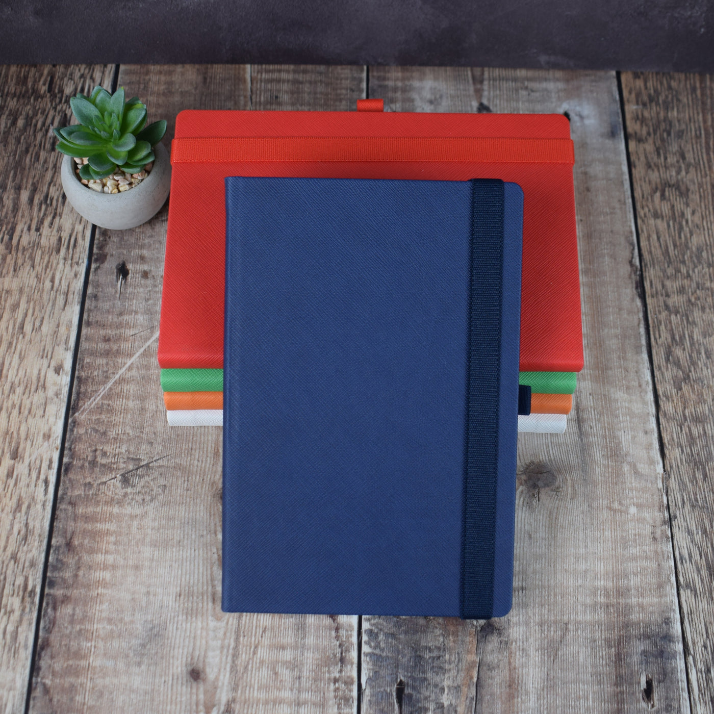 Printed Navy Blue Denim Feel Notebook With Logo - Corporate Gift, A5 Journal