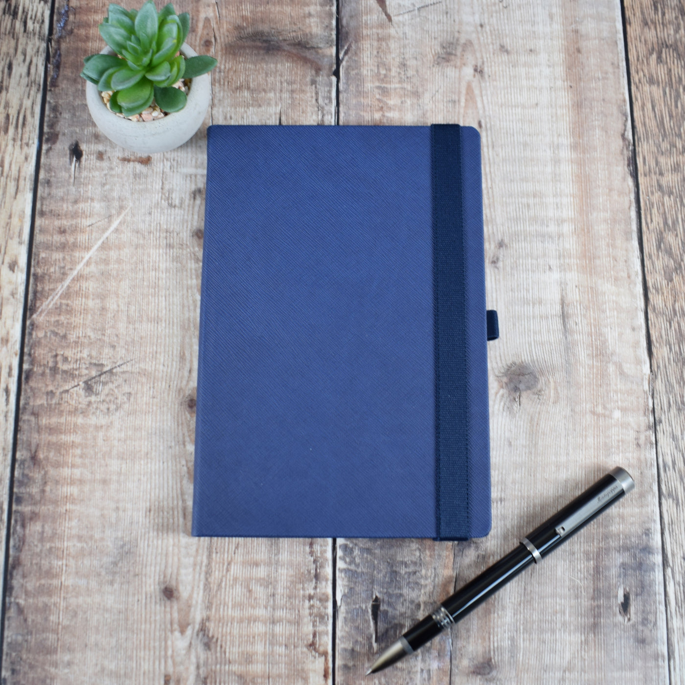Printed Navy Blue Textured Notebook With Logo - Corporate Gift, A5 Journal