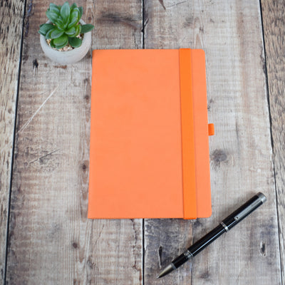Printed Orange Denim Feel Notebook With Logo - Corporate Gift, A5 Journal