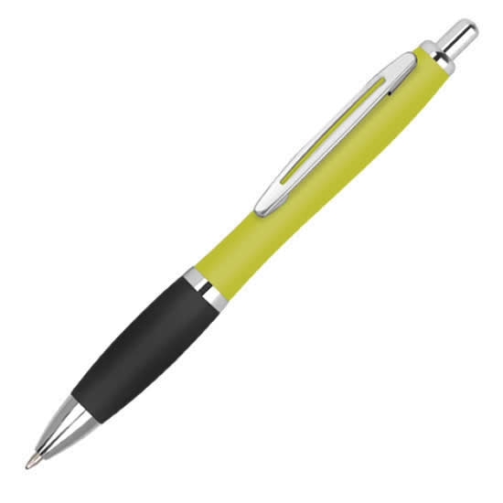 Lime Green Contour Metal Soft Touch Ballpoint Pen